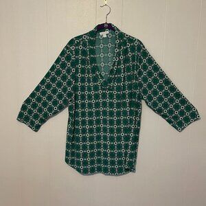 Charter Club Size 3X Green/White/Black Blouse